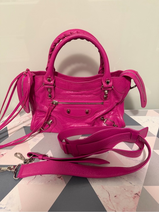 Balenciaga | Bags | Balenciaga Mini Hot Pink Crinkle Leather City